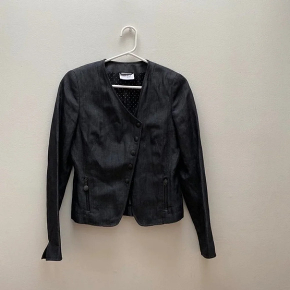 AKRIS PUNTO - Wool & Flax Blazer in Grey Polkadot - Picture 2 of 7